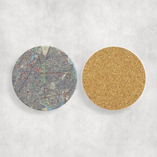 Bronx New York Map Coasters | Set of 4 Vintage Bronx New York Drink Coasters | Travel-Inspired Home Decor