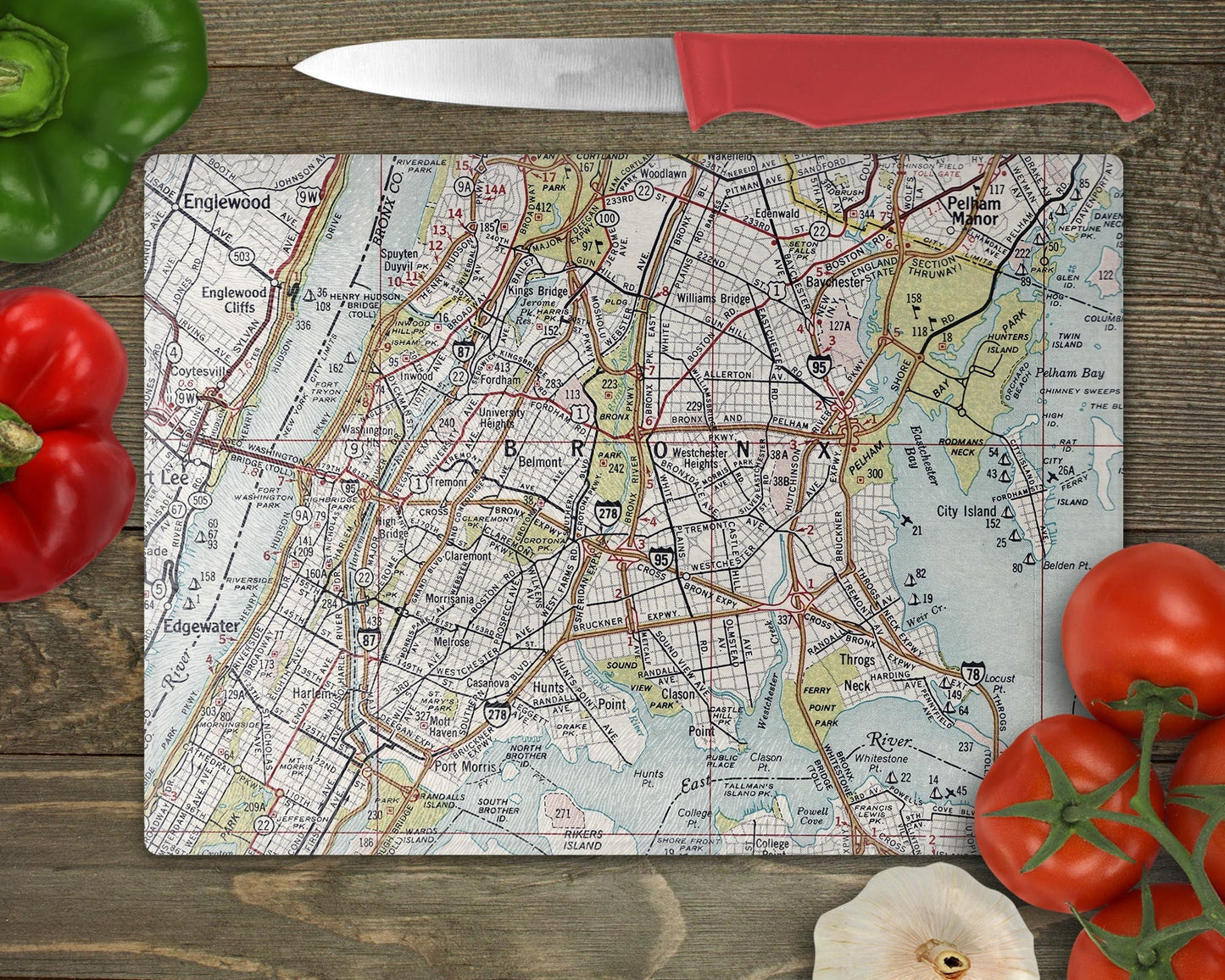 Bronx New York Map Cutting Board | Travel Gift | Kitchen Decor
