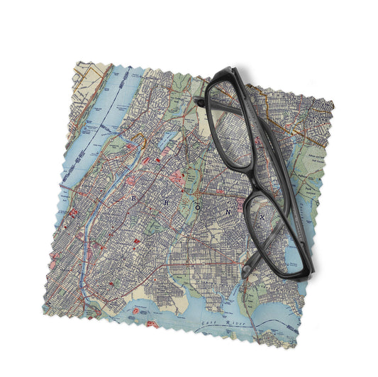 Bronx New York Map Lens Cloth | Microfiber Glasses Cleaner | Travel Gift