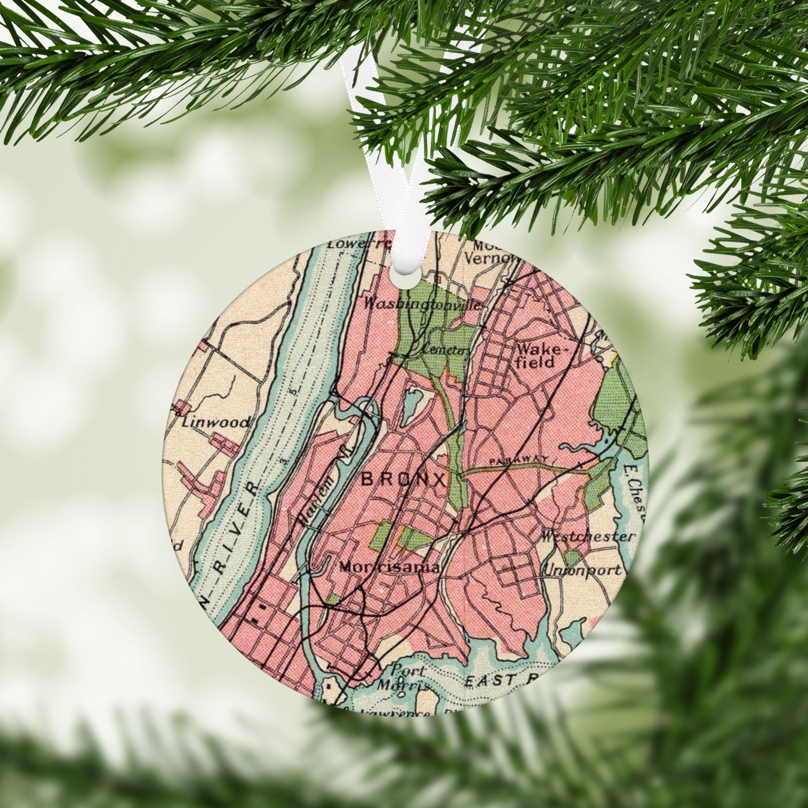 Bronx New York Vintage Map Ornament