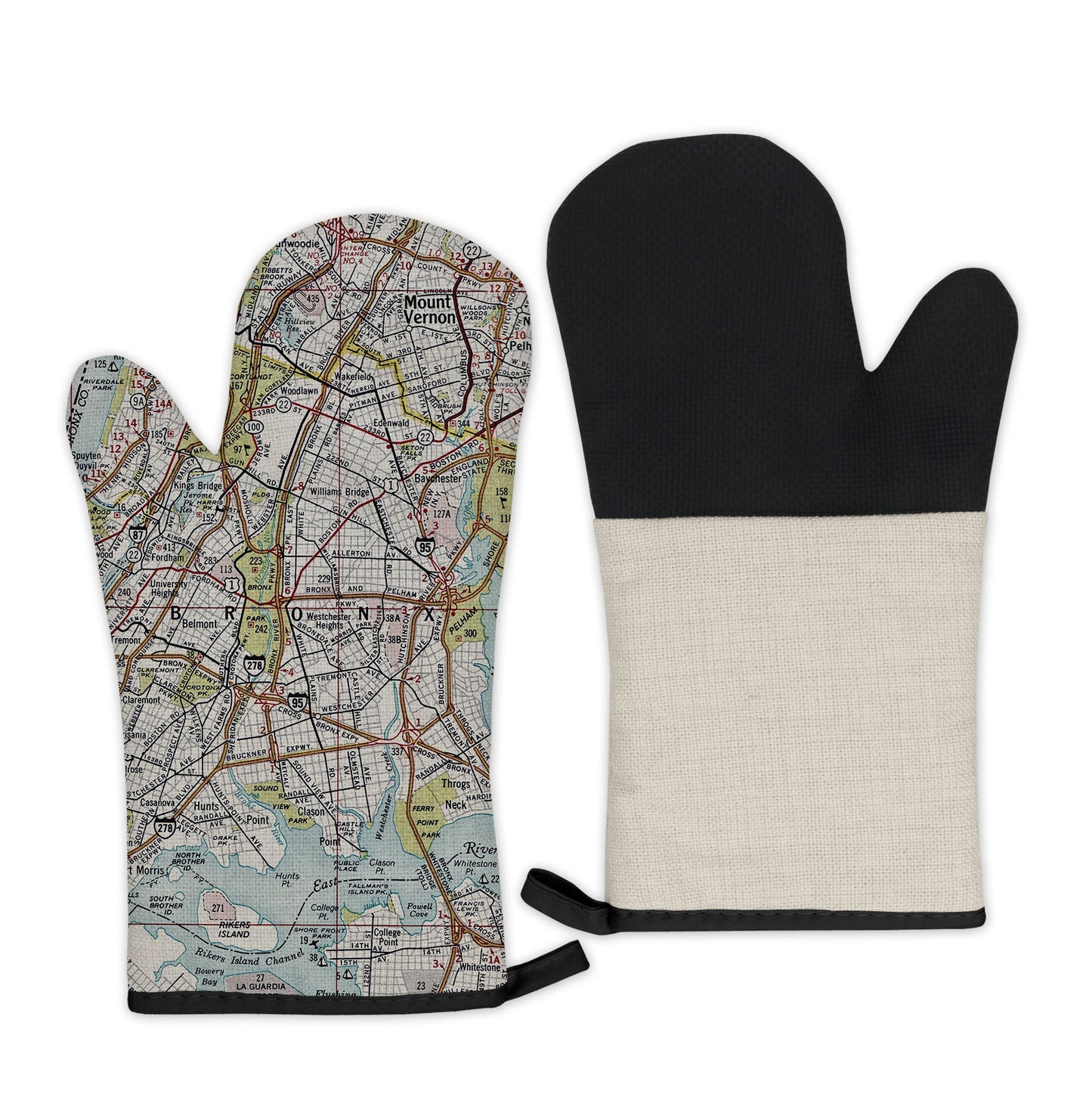 Bronx New York Vintage Map Oven Mitt Pot Holder