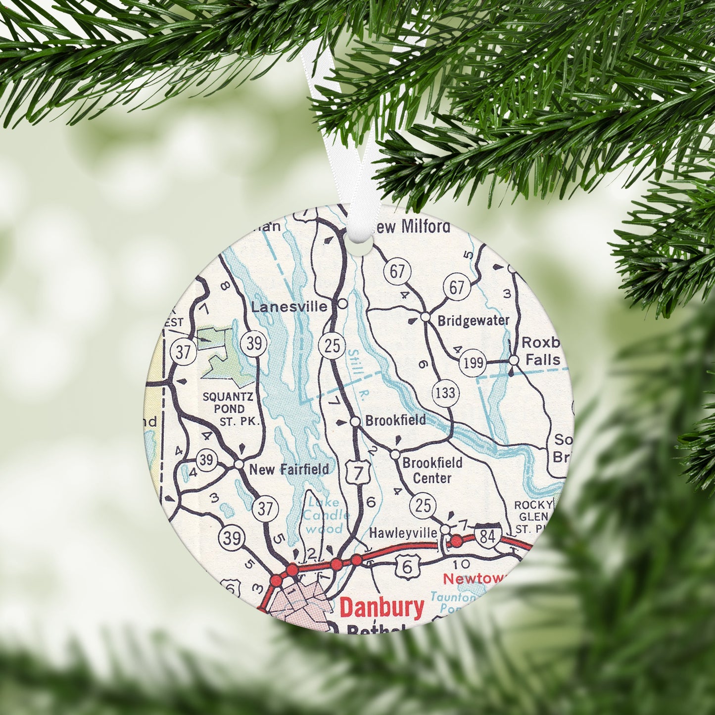 Brookfield Connecticut Vintage Map Ornament