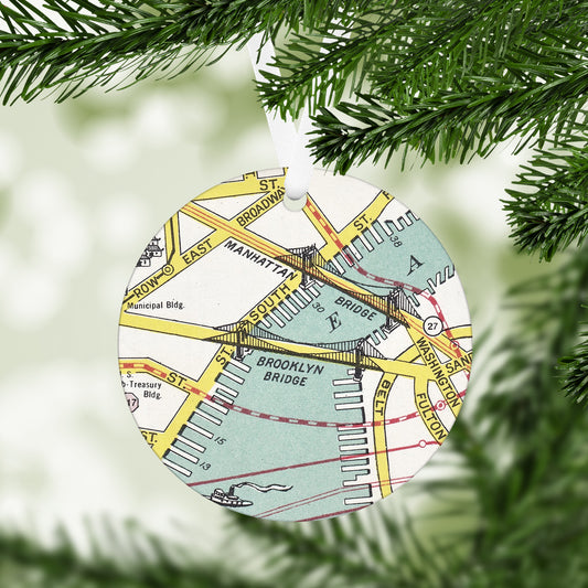 Brooklyn Bridge Vintage Map Ornament