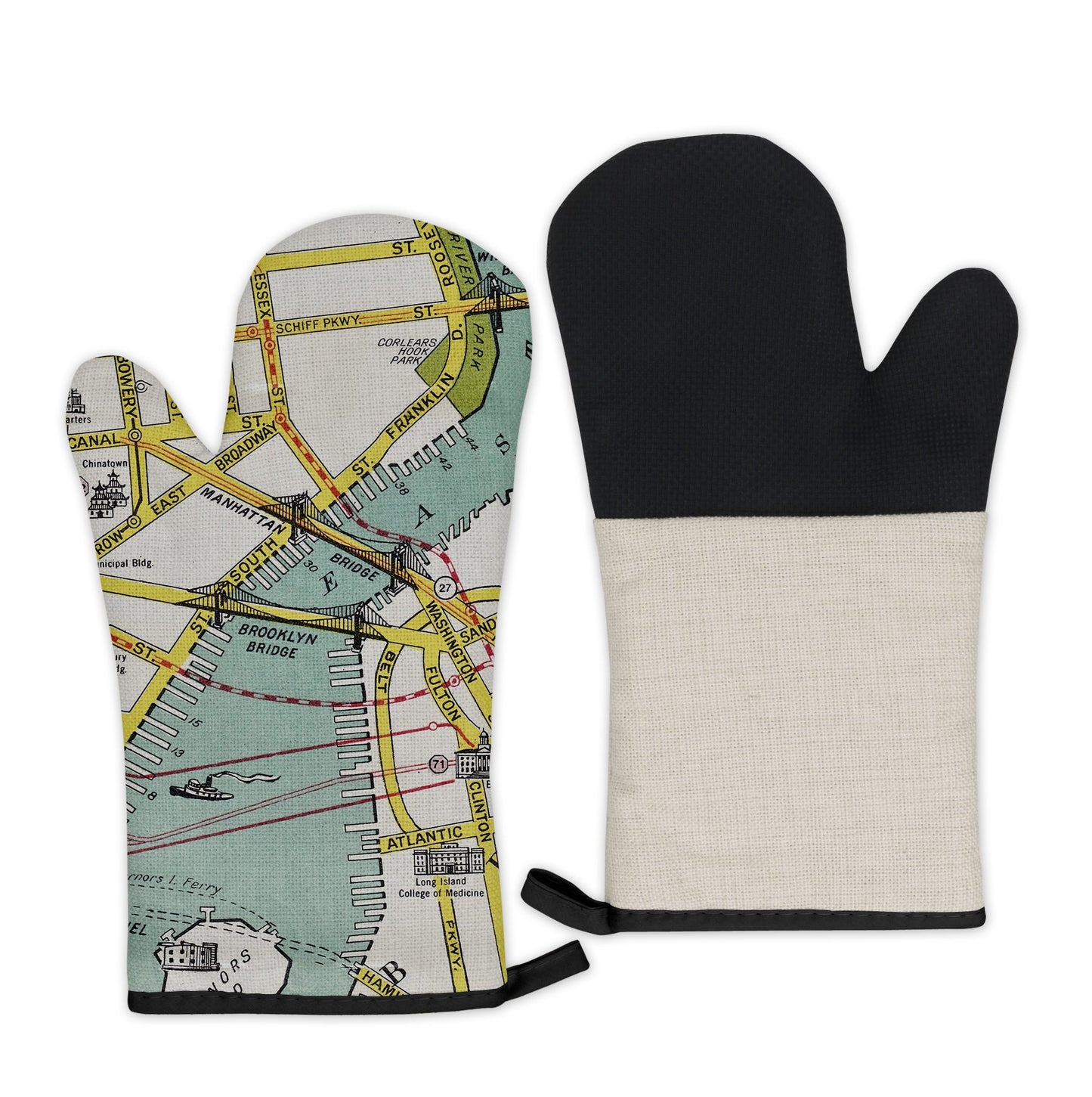 Brooklyn Bridge Map Oven Mitt | Vintage-Inspired Kitchen Gift