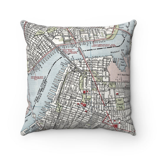 Brooklyn Heights New York vintage map pillow