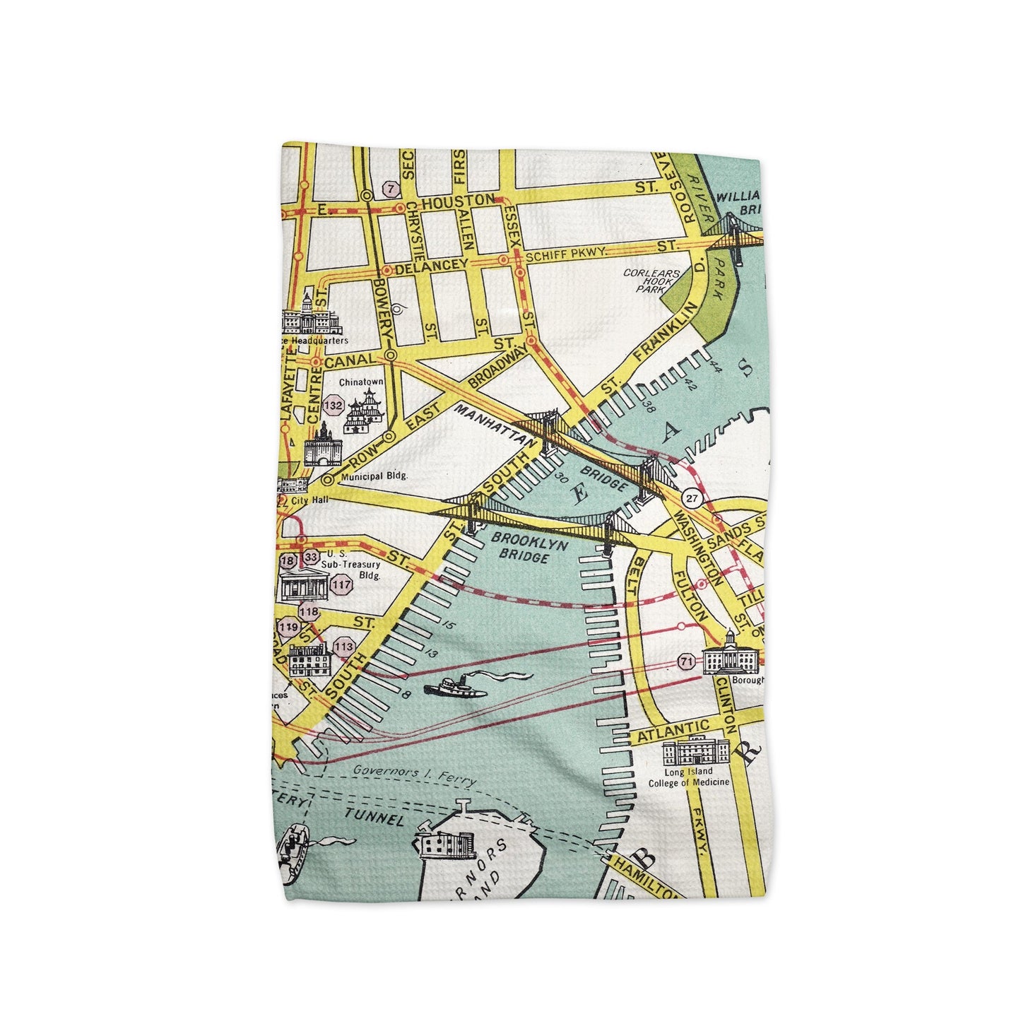 Brooklyn Bridge Map Tea Towel | Waffle-Weave Kitchen Towel Gift