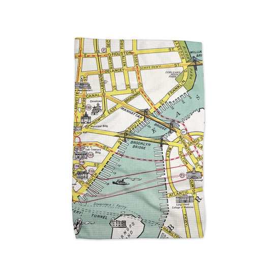 Brooklyn Bridge Map Tea Towel | Waffle-Weave Kitchen Towel Gift