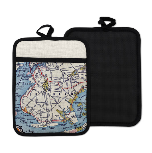 Brooklyn New York vintage map hot pad kitchen decor