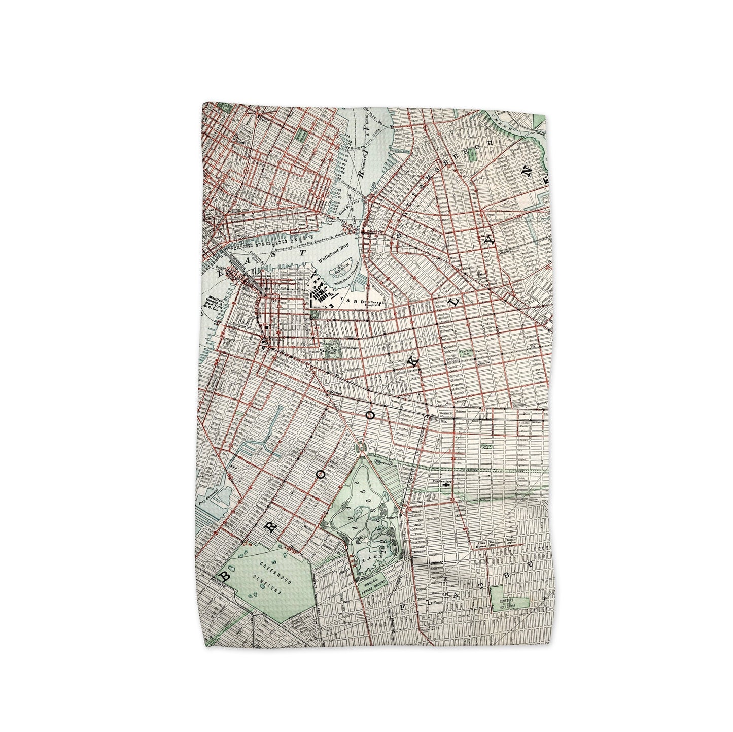 Brooklyn New York Map Tea Towel | Waffle-Weave Kitchen Towel Gift