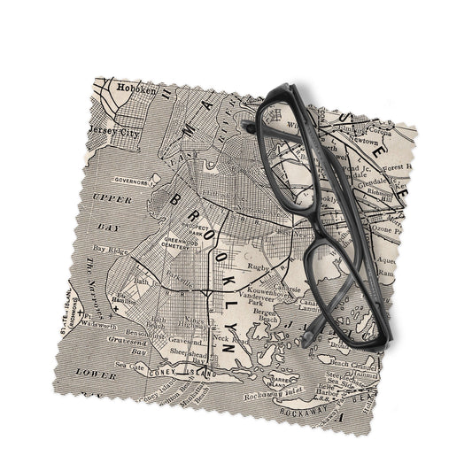 Brooklyn New York Map Lens Cloth | Microfiber Glasses Cleaner | Travel Gift