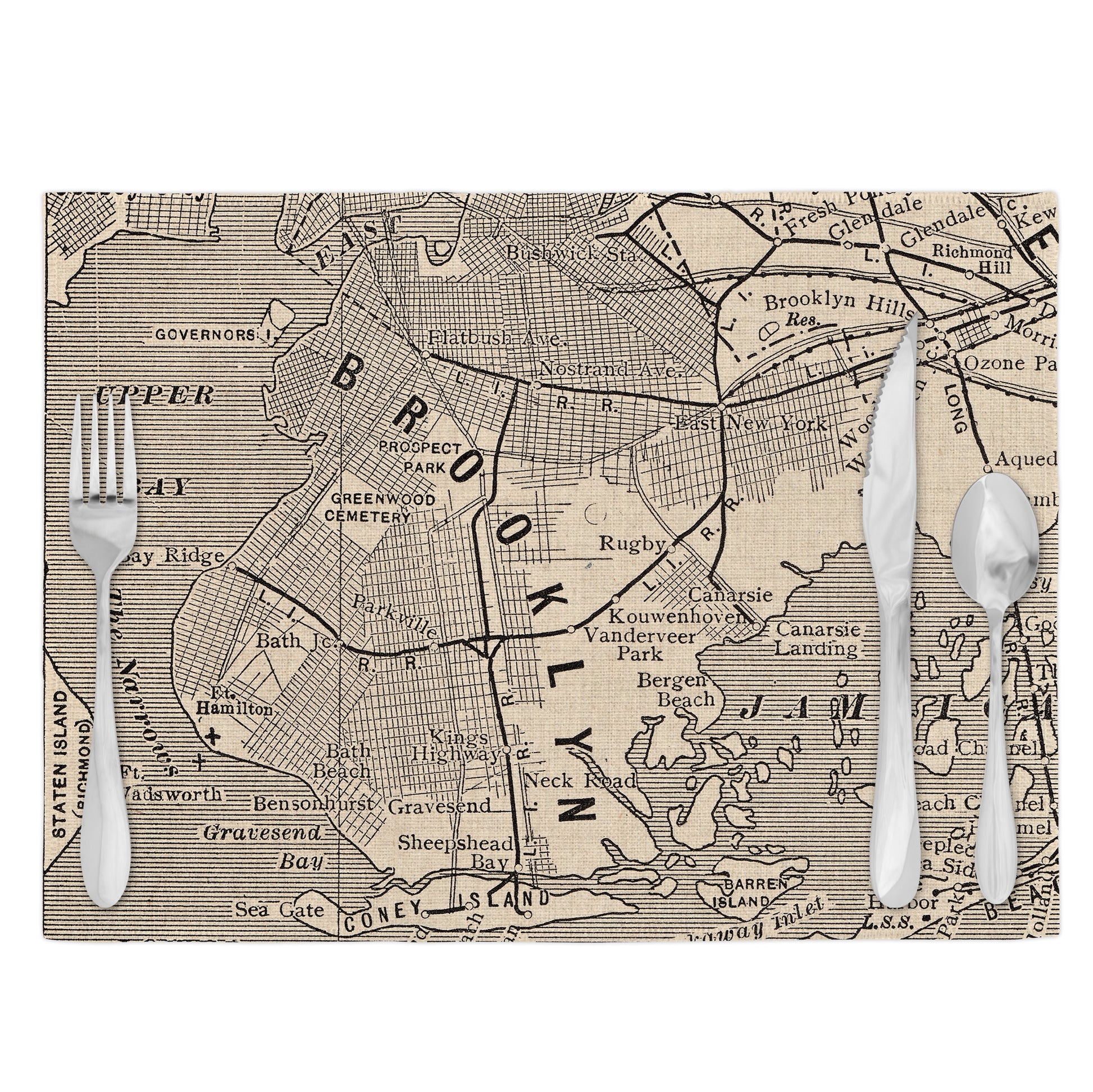 Brooklyn New York Vintage Map Placemats Set of 4