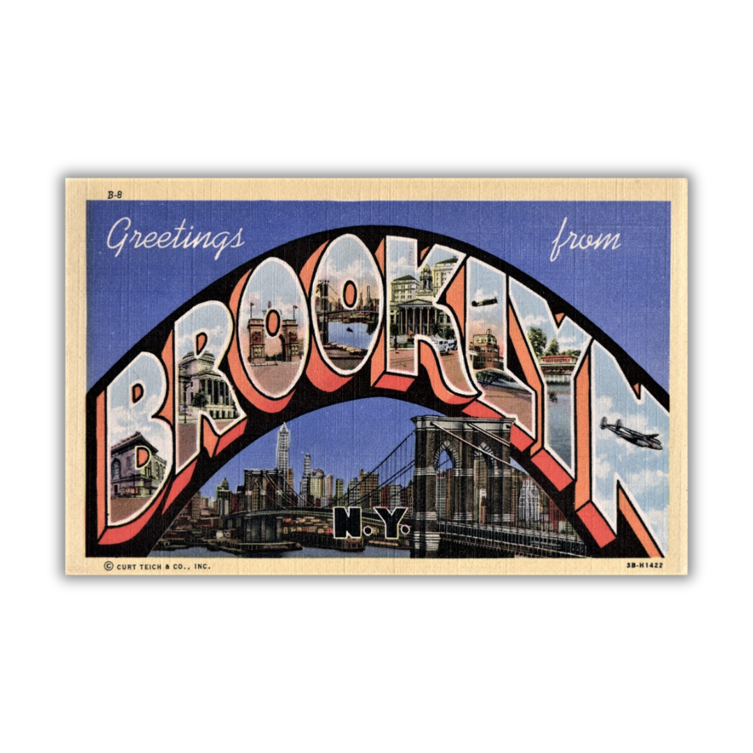 Brooklyn New York Vintage Postcard Vinyl Sticker