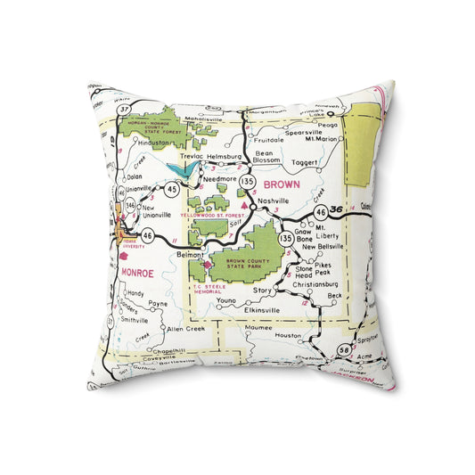 Brown County State Park Indiana vintage map pillow