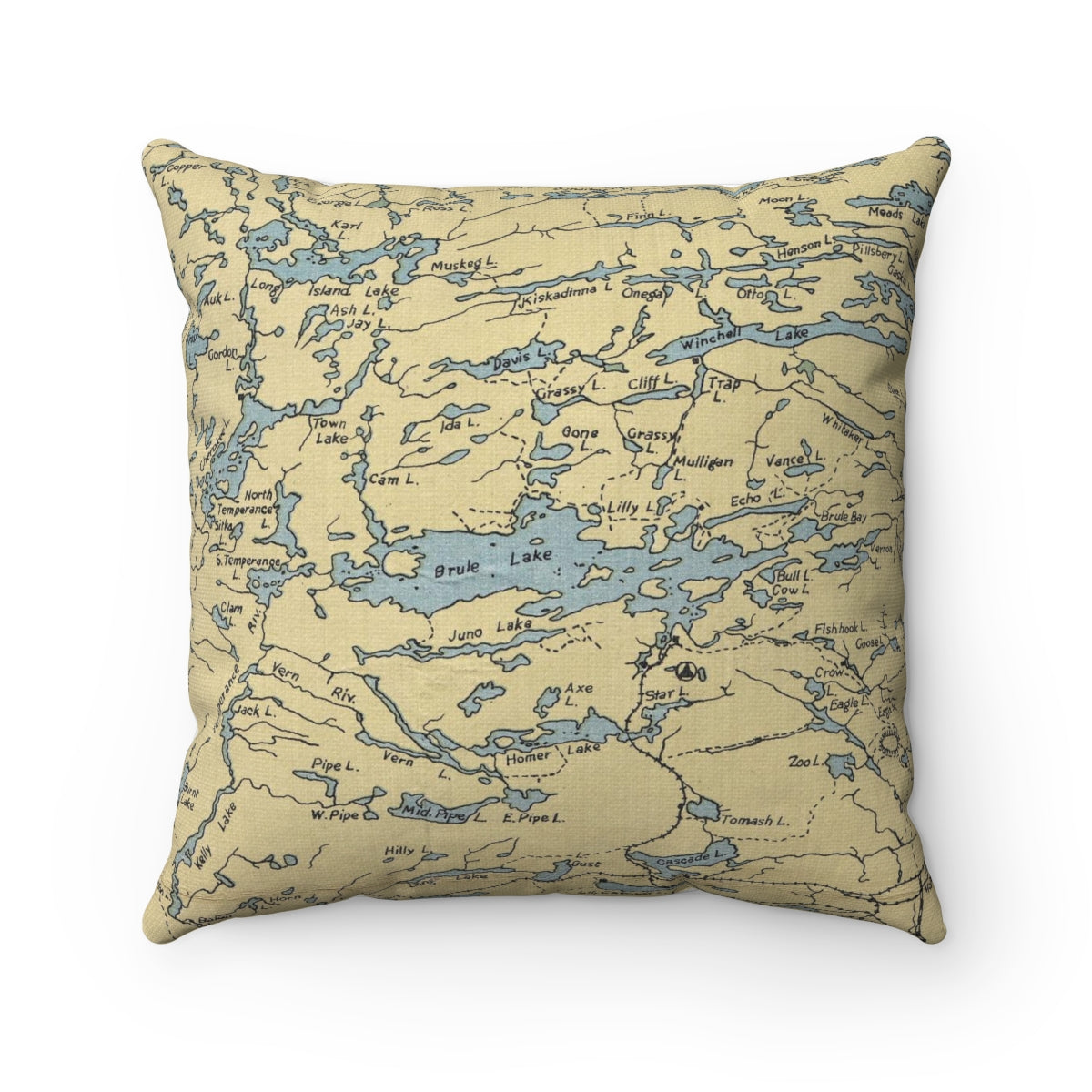 Brule Lake Minnesota vintage map pillow