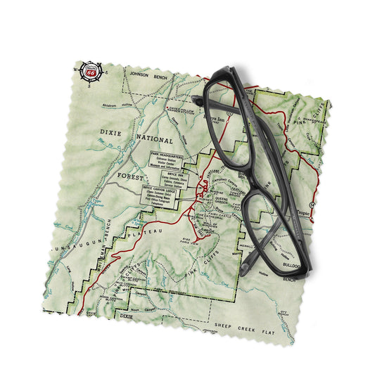 Bryce Canyon National Park Map Lens Cloth | Microfiber Glasses Cleaner | Travel Gift