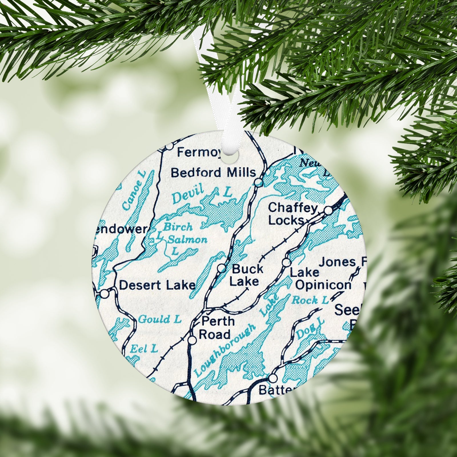 Buck Lake Ontario Vintage Map Ornament