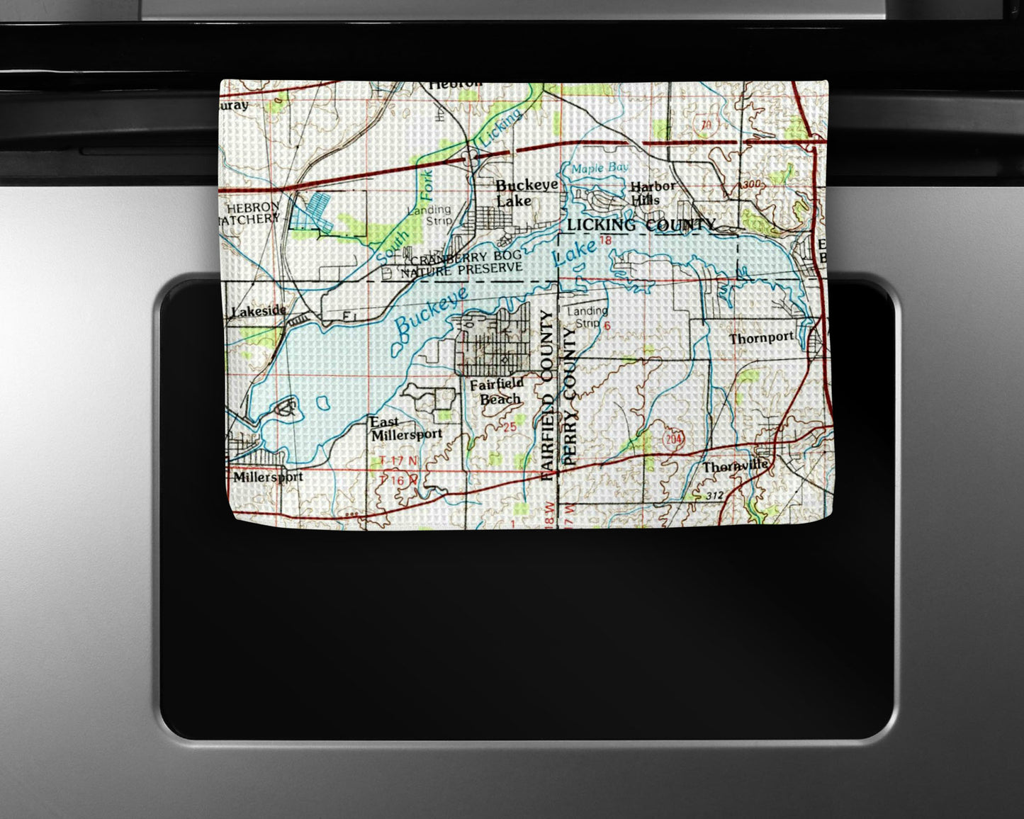 Buckeye Lake Ohio Vintage Map Kitchen Tea Towel