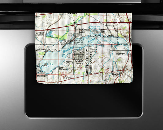 Buckeye Lake Ohio Vintage Map Kitchen Tea Towel