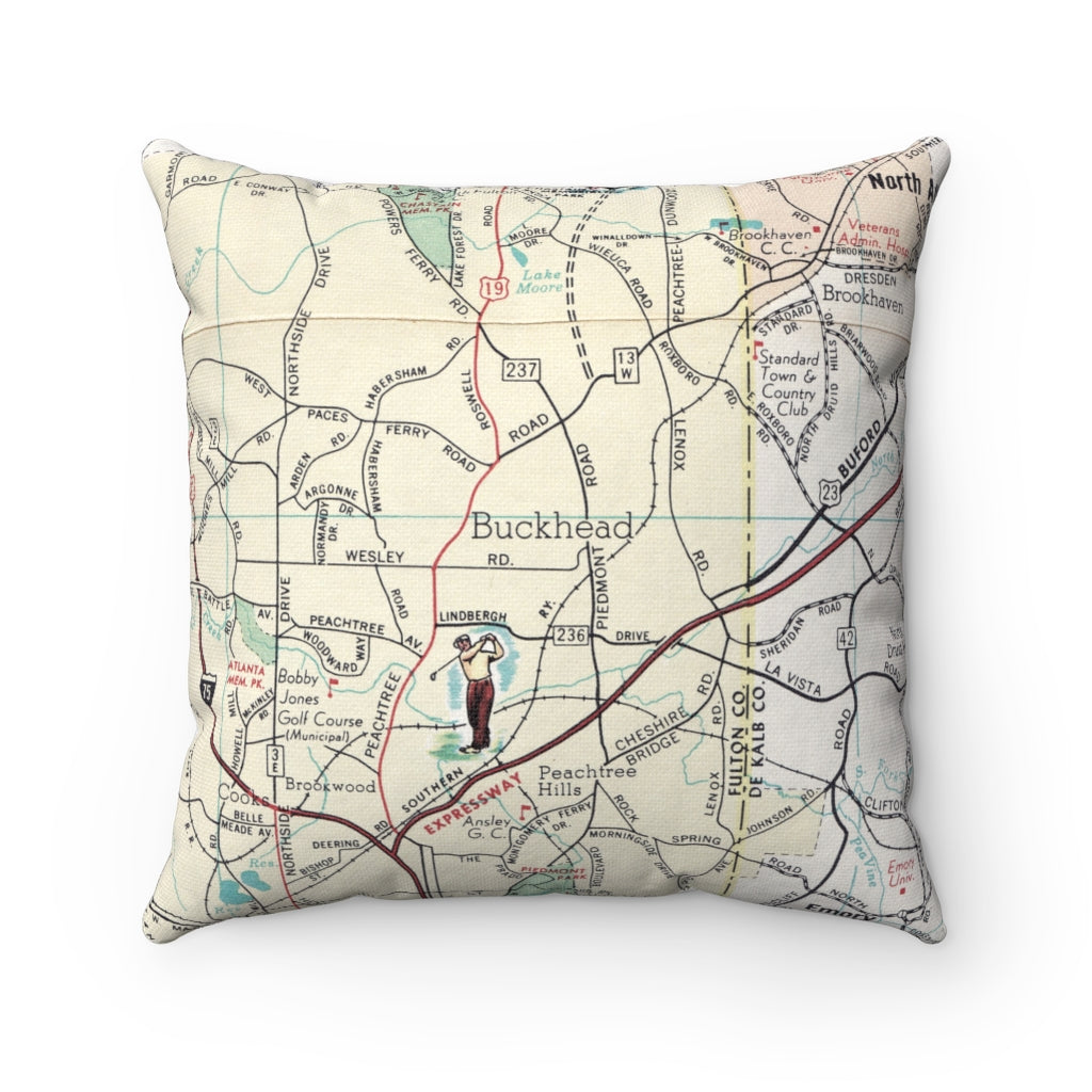 Buckhead Georgia vintage map pillow