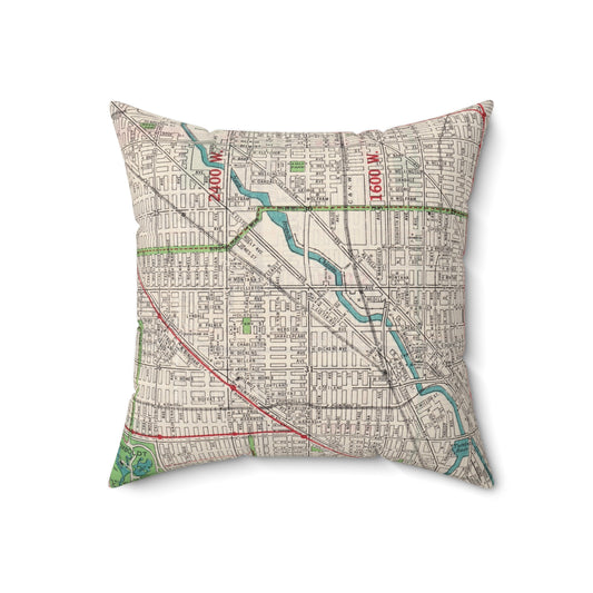 Bucktown Chicago Map Pillow | Vintage Neighborhood Decor