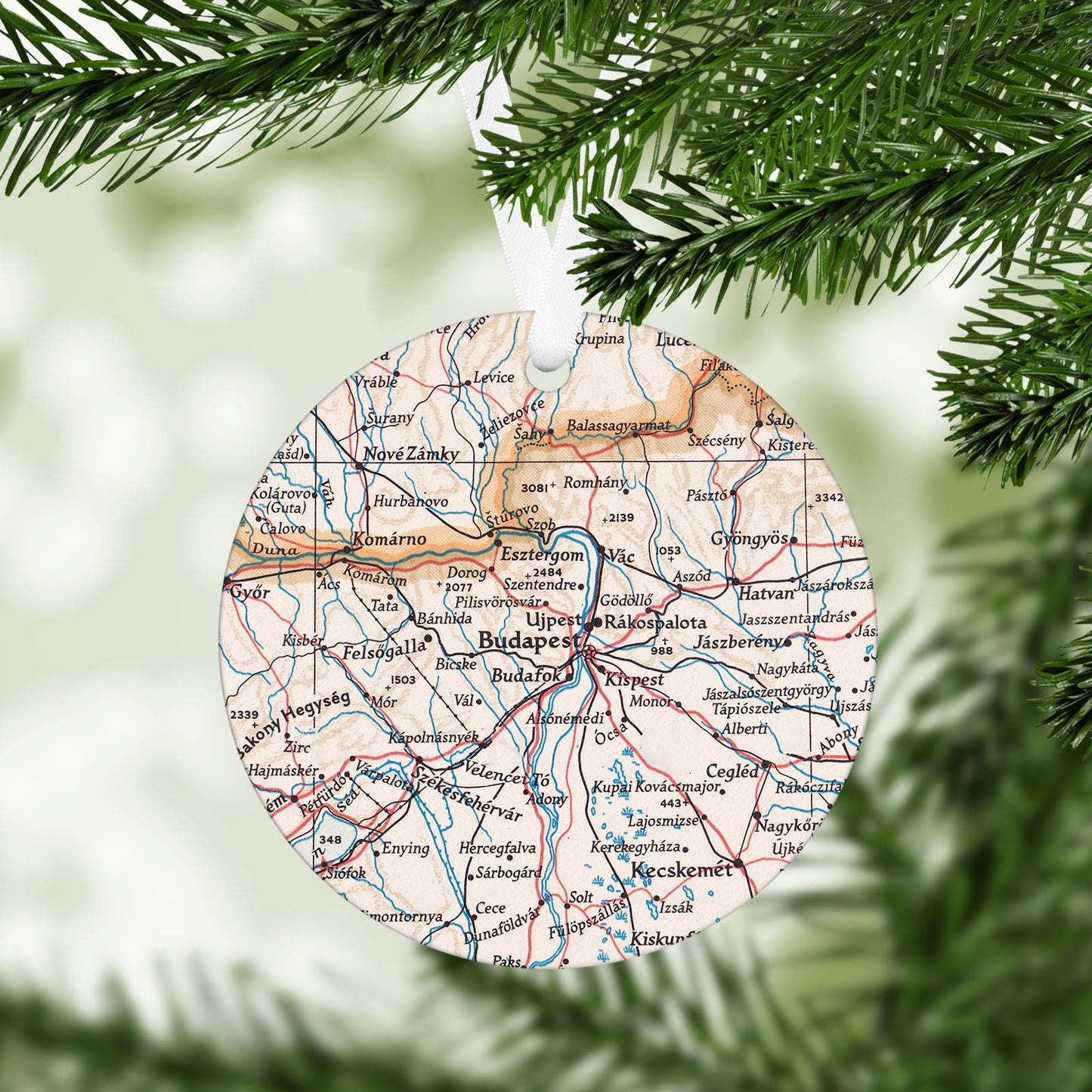Budapest Hungary Vintage Map Ornament