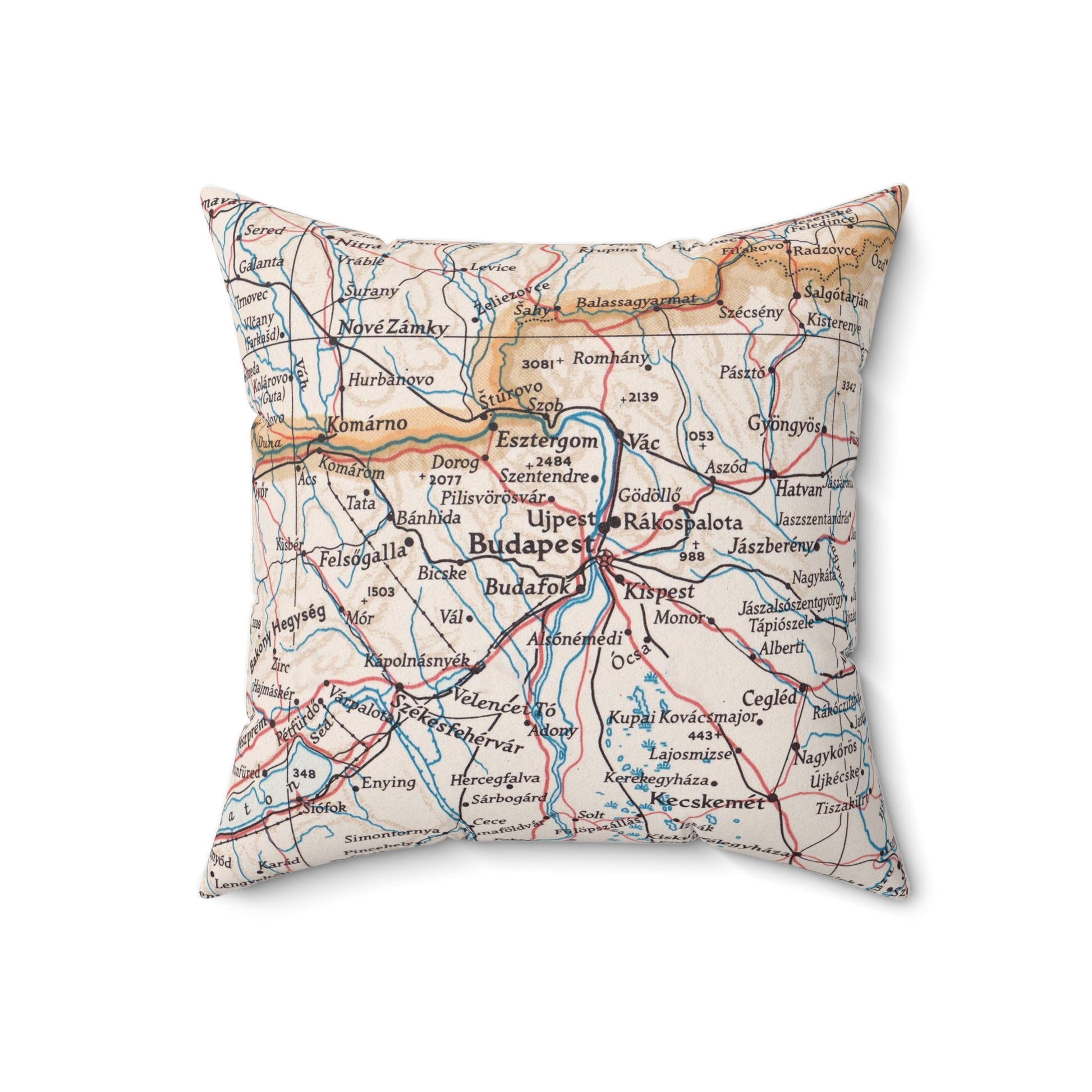 Budapest Hungary vintage map pillow