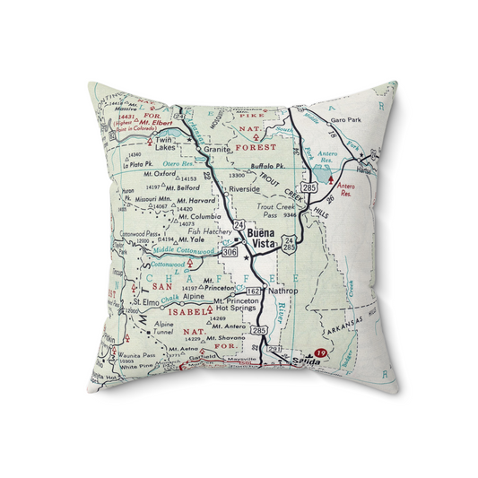 Buena Vista Colorado vintage map pillow