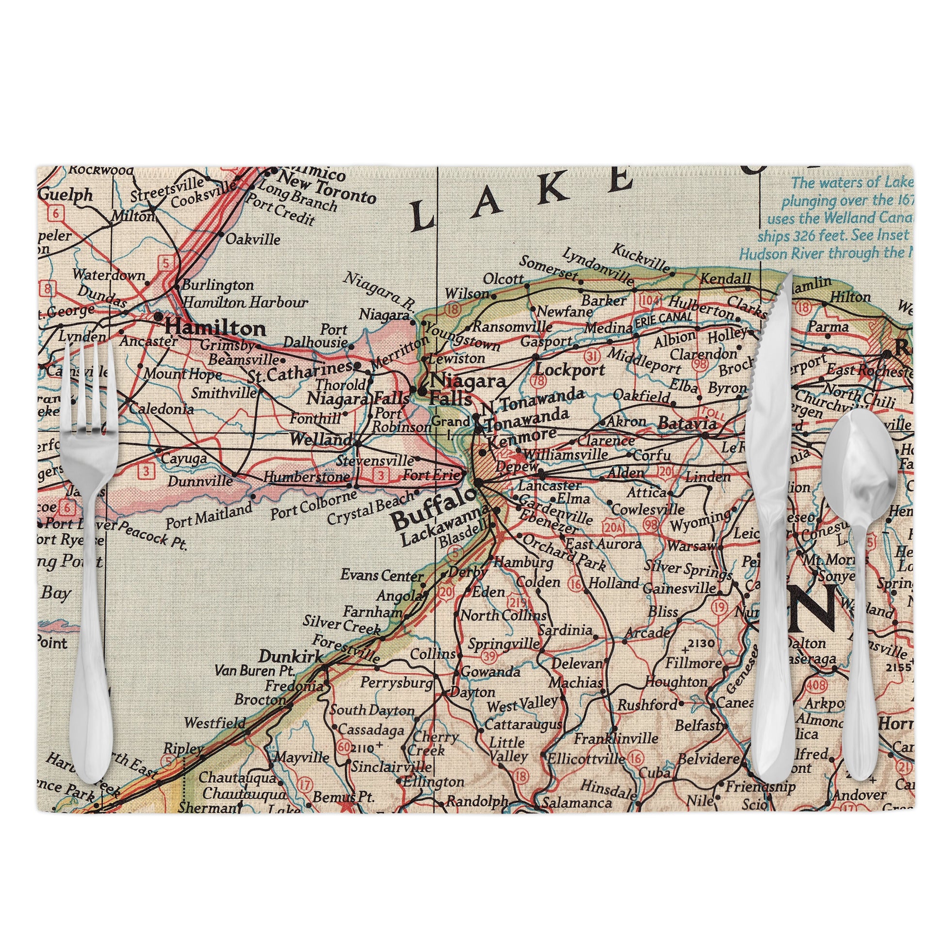 Buffalo New York Vintage Map Placemats Set of 4