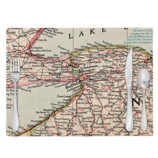 Buffalo New York Vintage Map Placemats Set of 4
