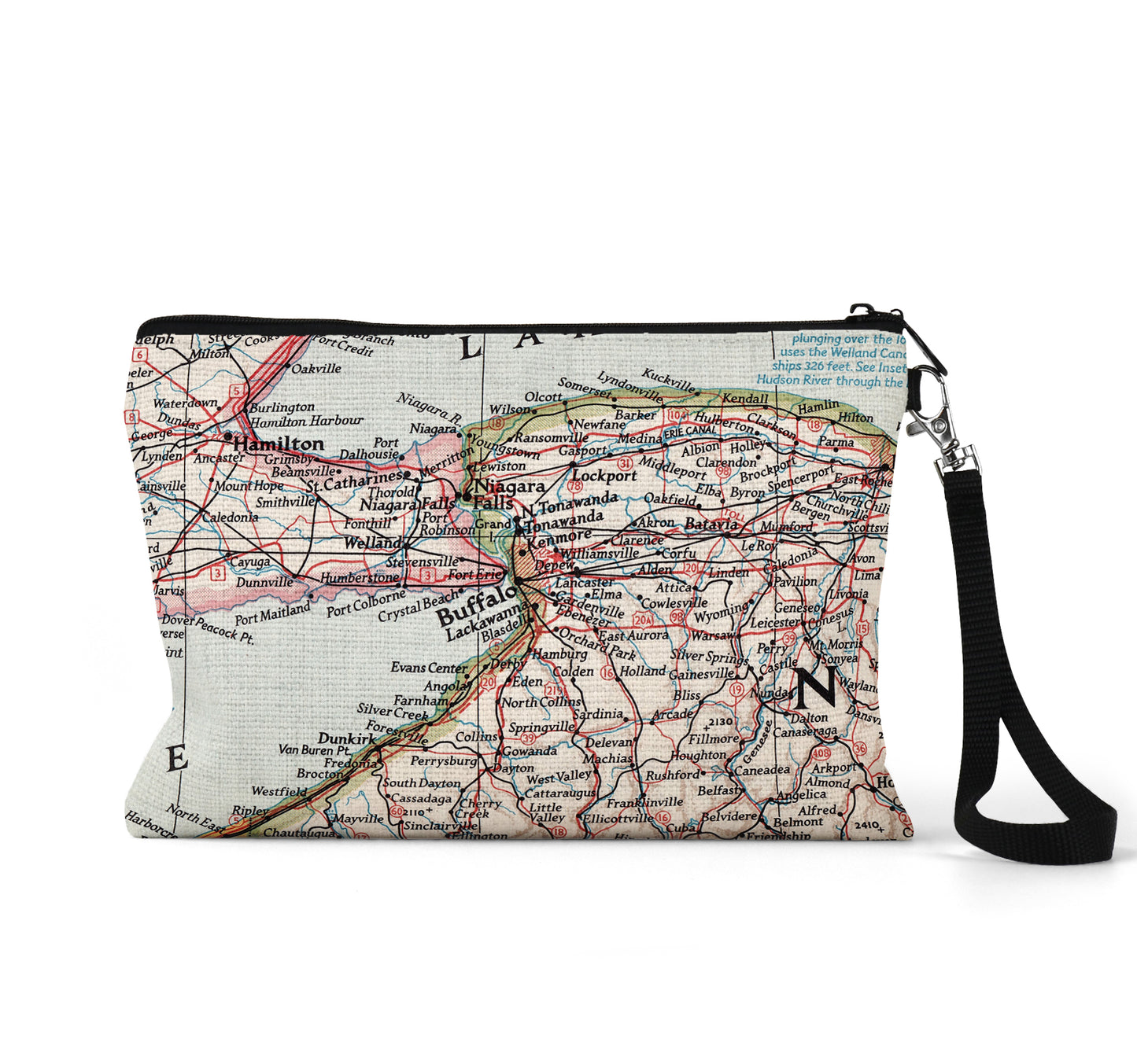 Buffalo New York map wristlet travel pouch