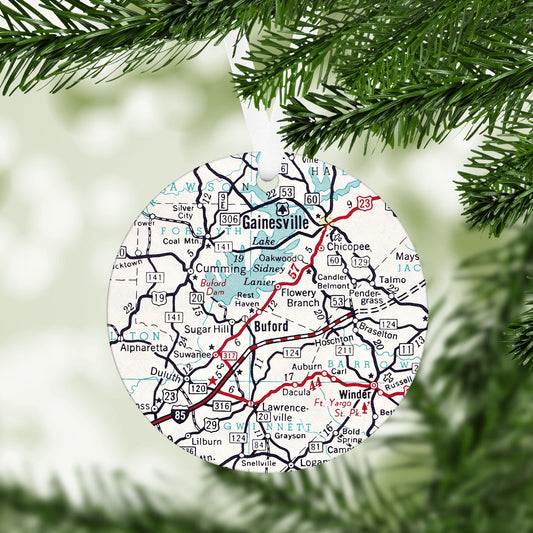 Buford Georgia Vintage Map Ornament