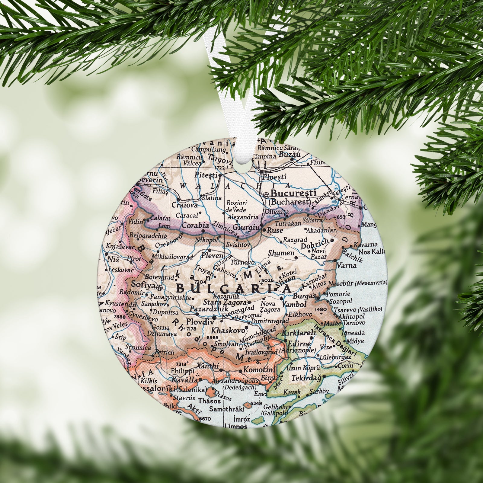 Bulgaria Vintage Map Ornament