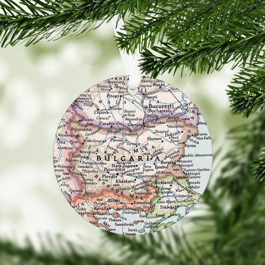 Bulgaria Vintage Map Ornament