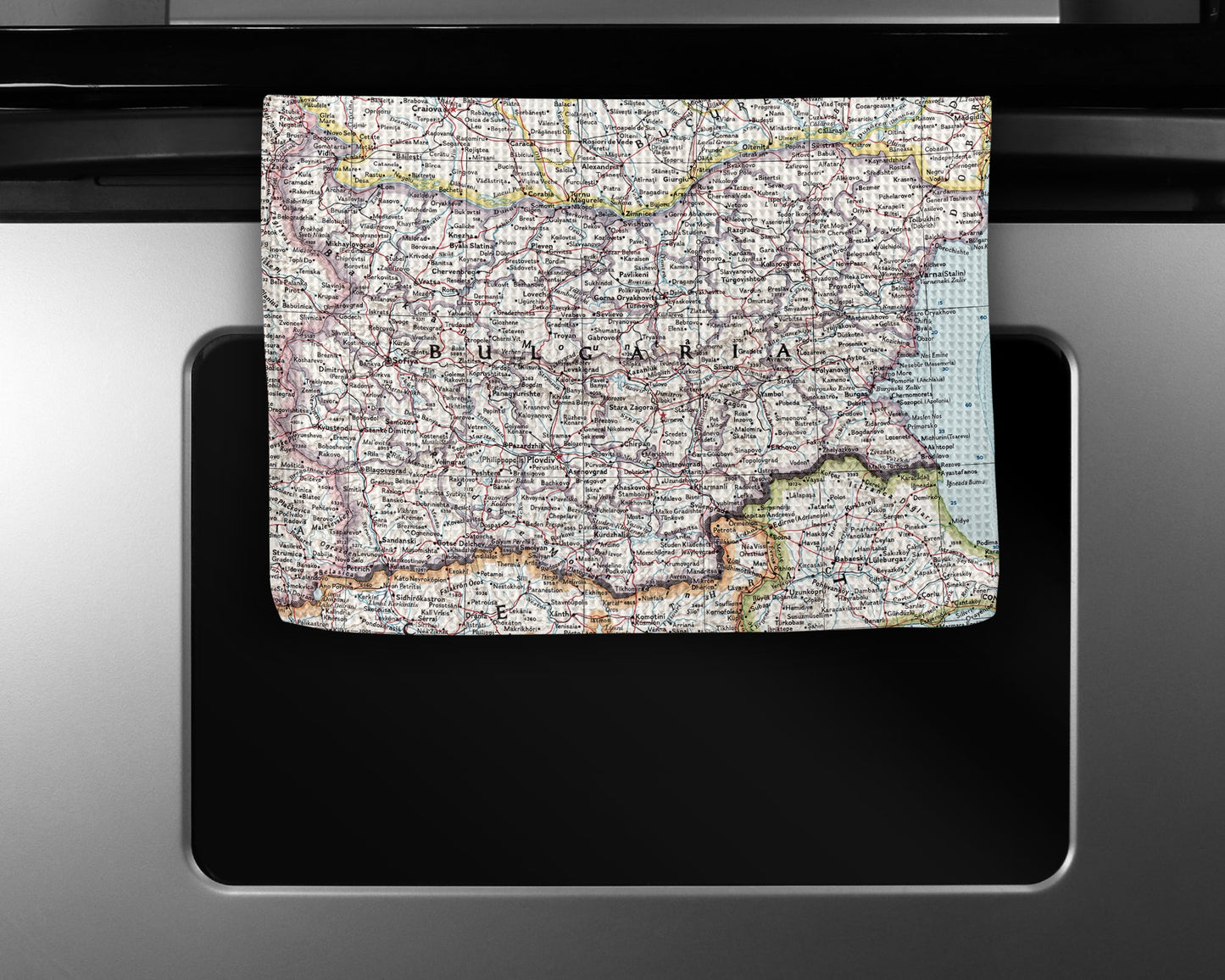 Bulgaria Map Tea Towel | Waffle-Weave Kitchen Towel Gift