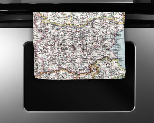 Bulgaria Map Tea Towel | Waffle-Weave Kitchen Towel Gift
