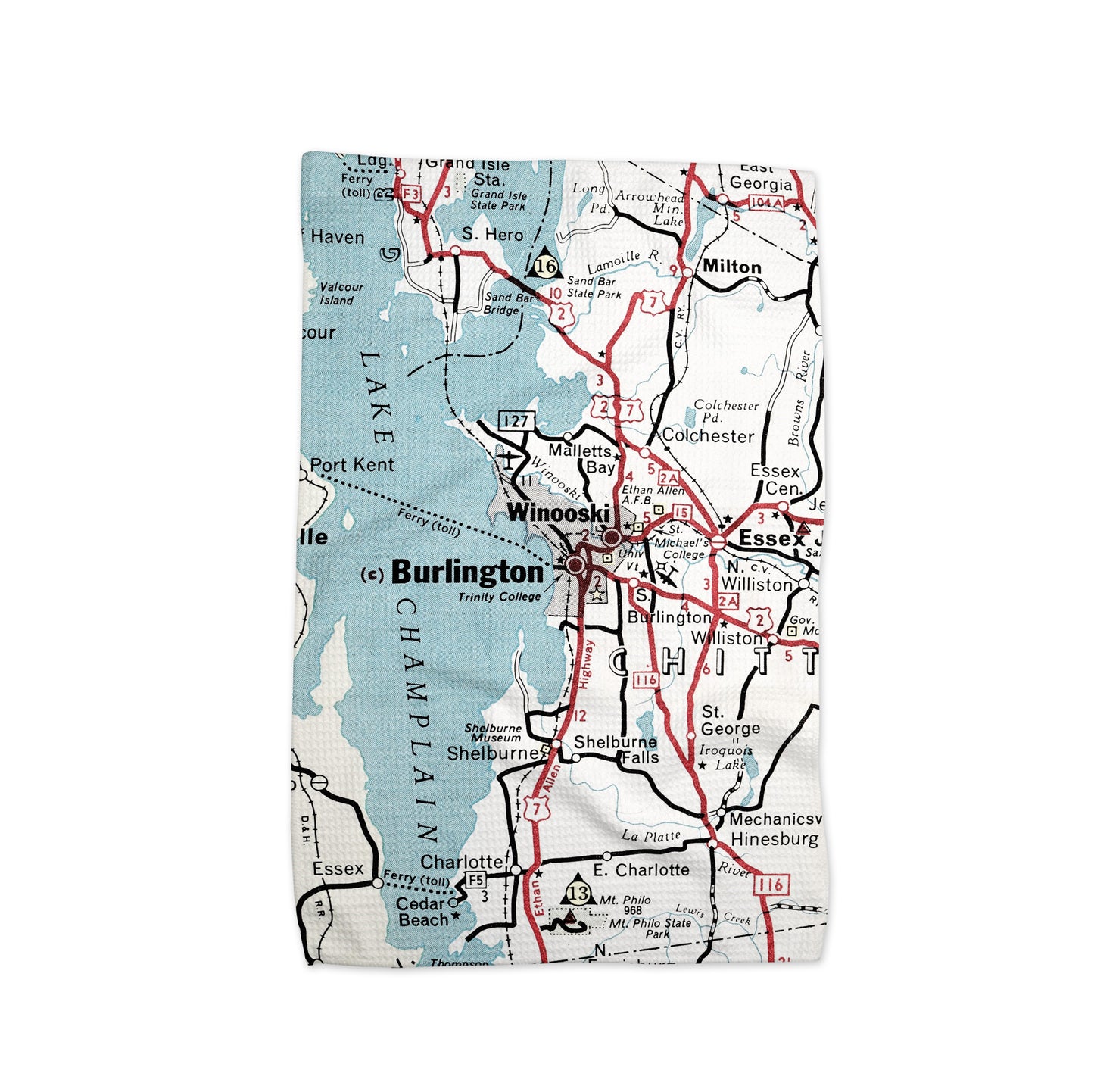 Burlington Vermont Vintage Map Kitchen Towel