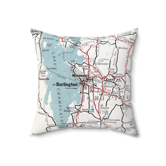 Burlington Vermont vintage map pillow