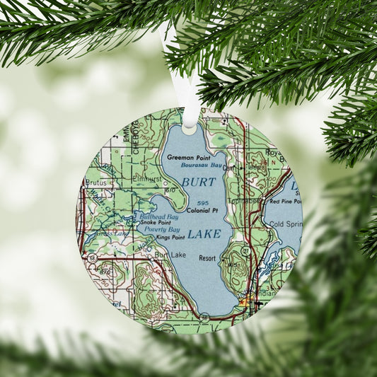 Burt Lake Michigan Vintage Map Ornament