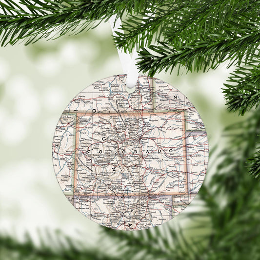 Colorado Vintage Map Ornament