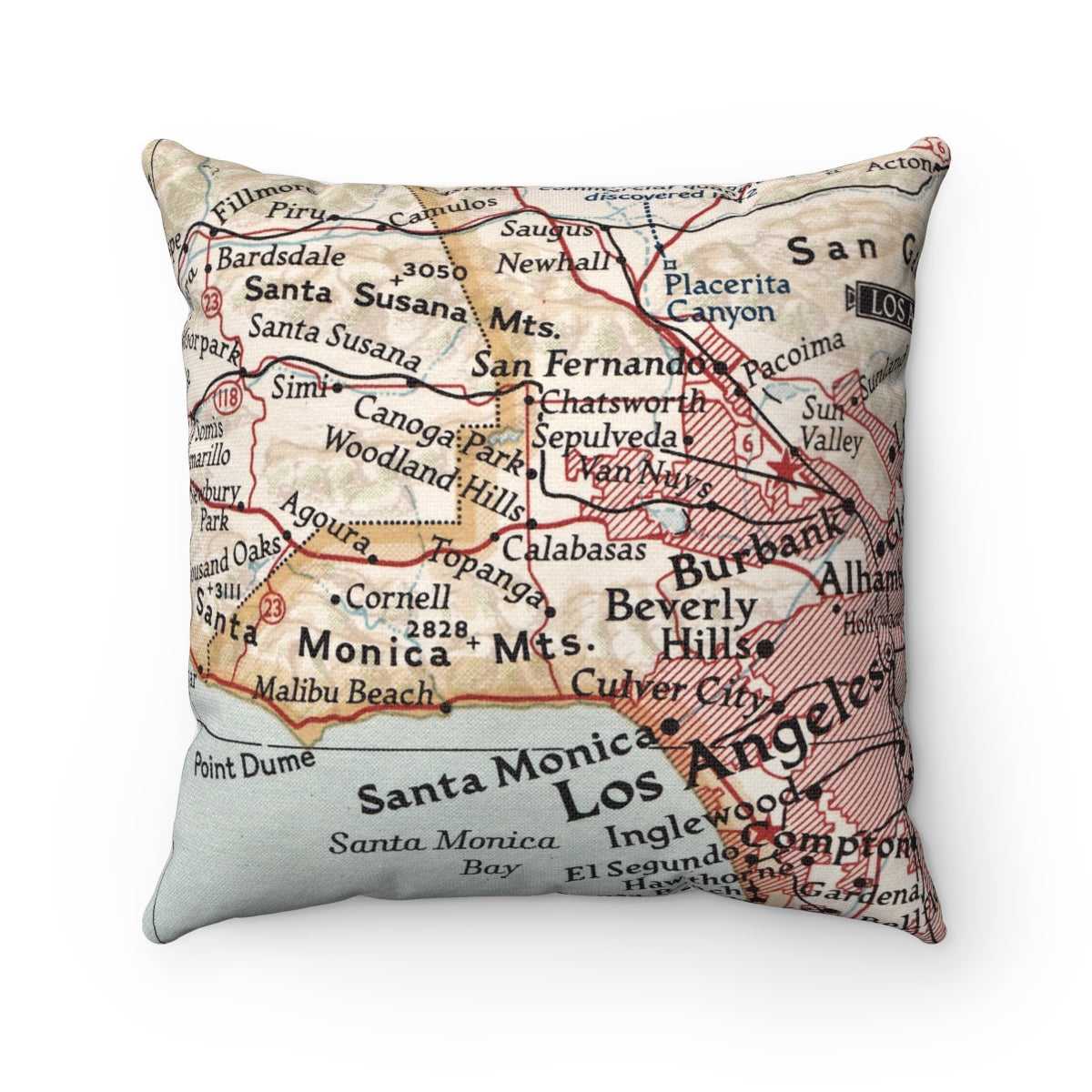 Calabasas California vintage map pillow