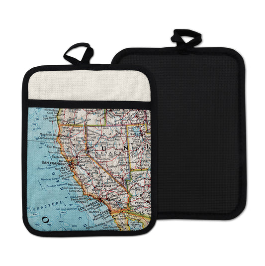California vintage map hot pad kitchen decor