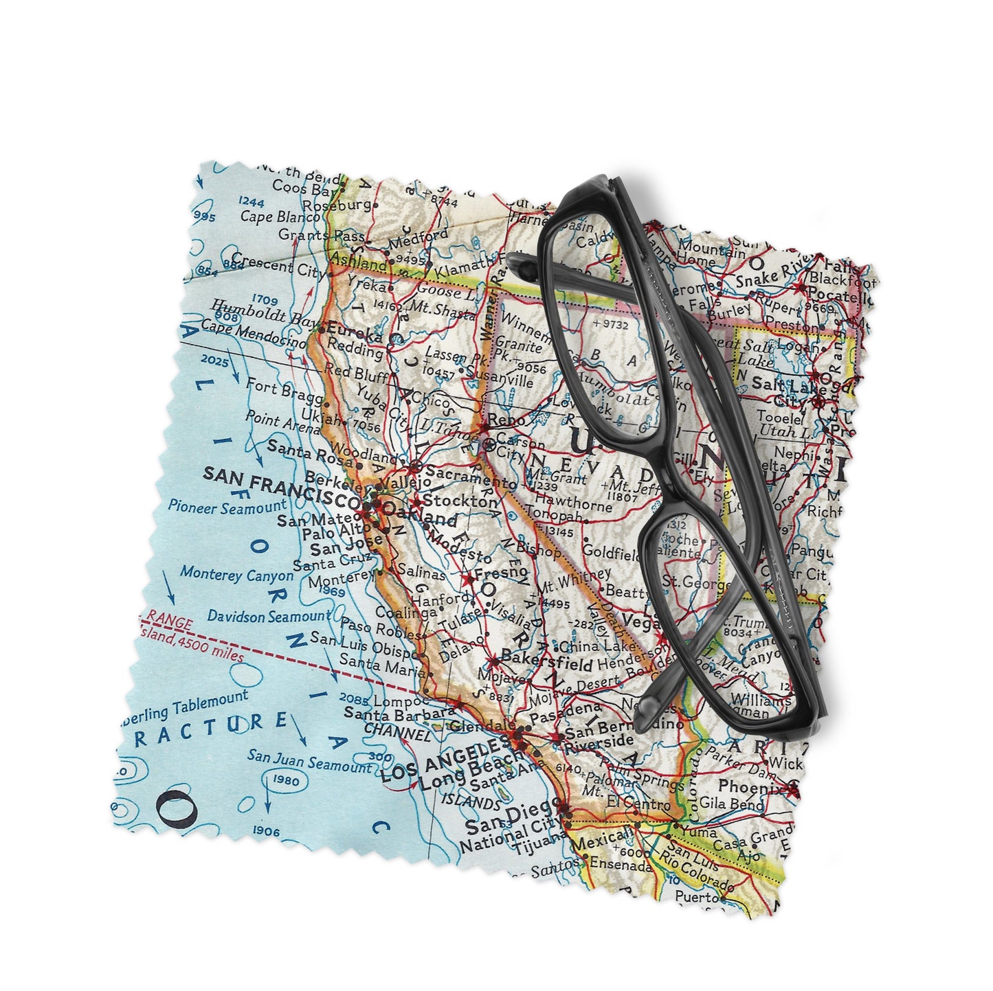 California Map Lens Cloth | Microfiber Glasses Cleaner | Travel Gift