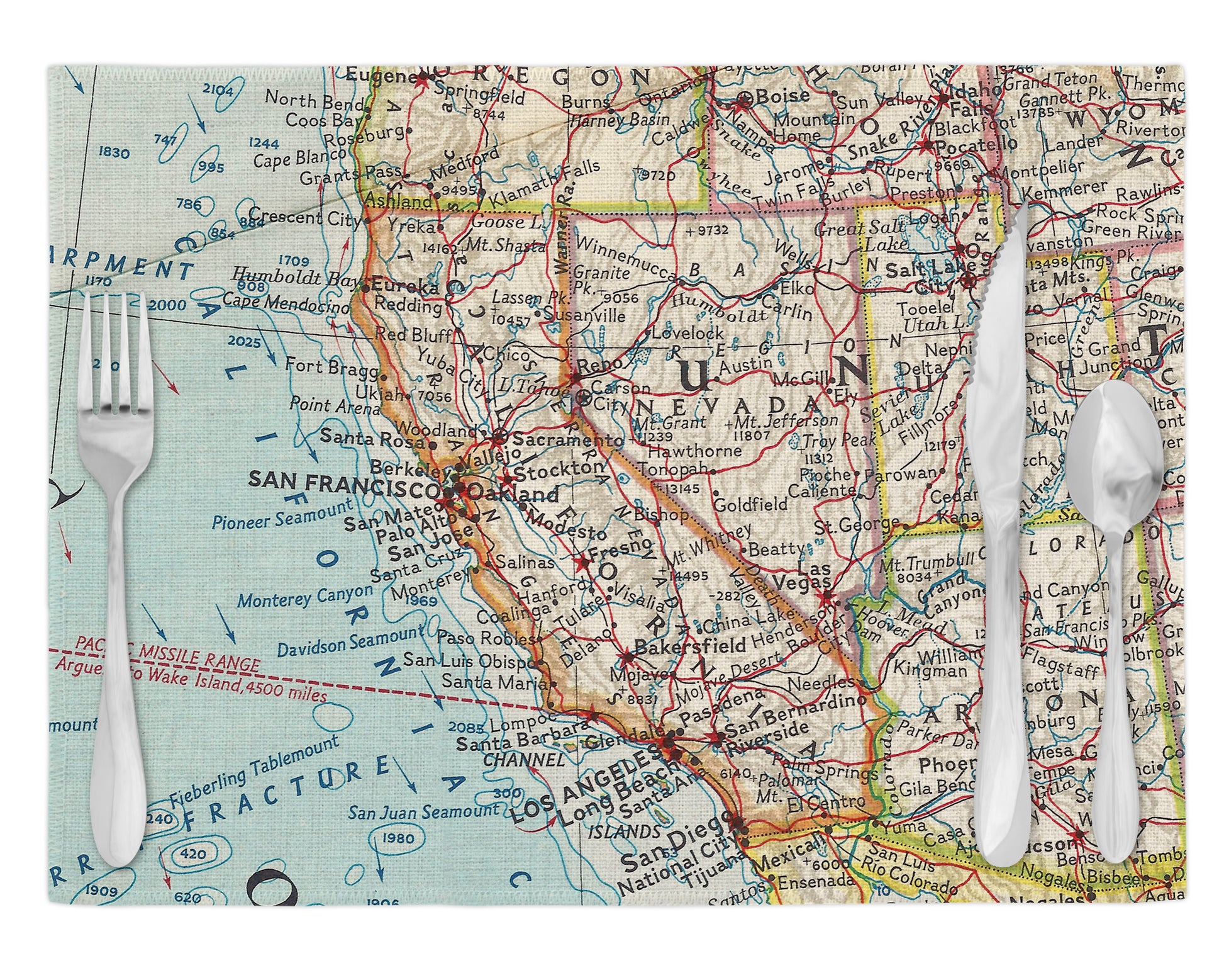 California Vintage Map Placemats Set of 4