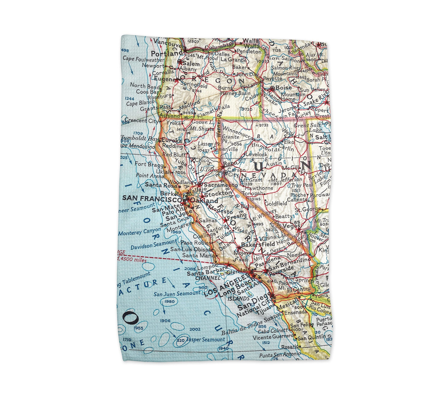 California Map Tea Towel | Waffle-Weave Kitchen Towel Gift