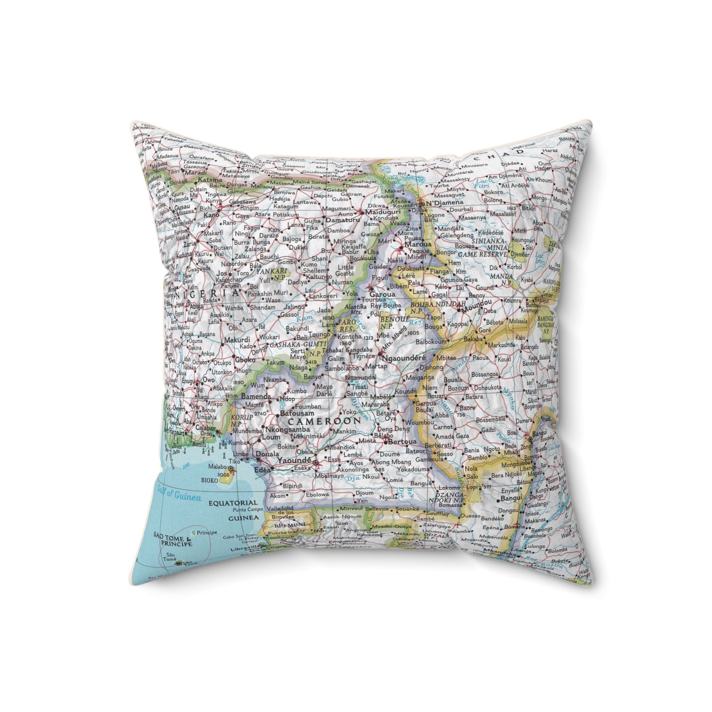 Cameroon vintage map pillow