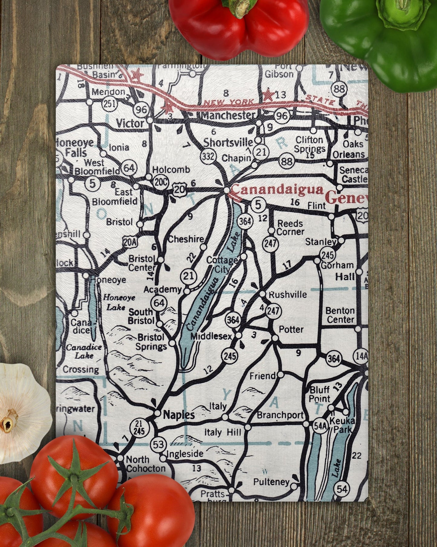 Canandaigua Lake New York Map Cutting Board | Travel Gift | Kitchen Decor