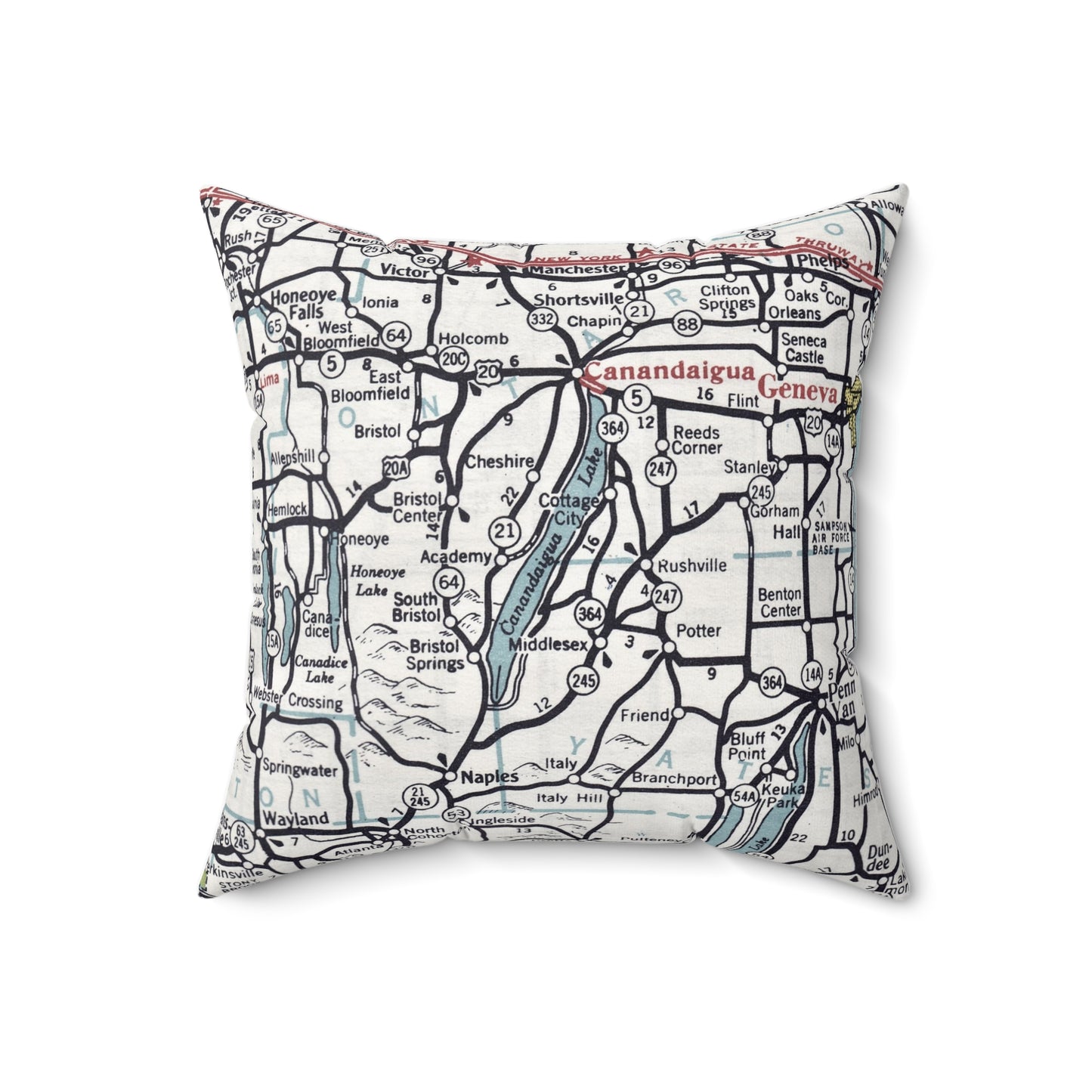 Canandaigua Lake New York vintage map pillow