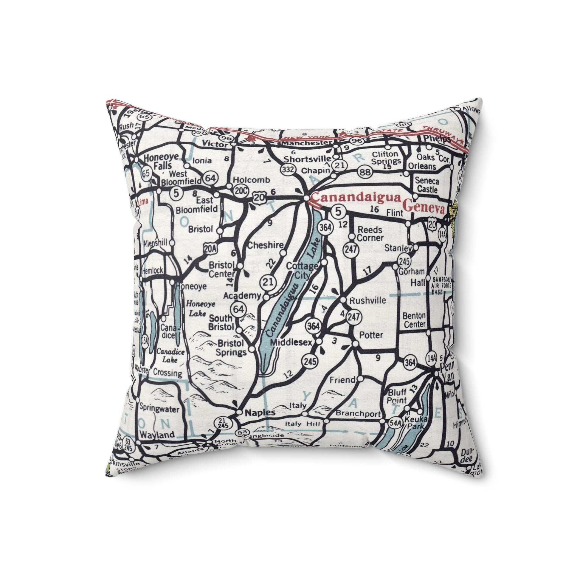 Canandaigua Lake New York vintage map pillow