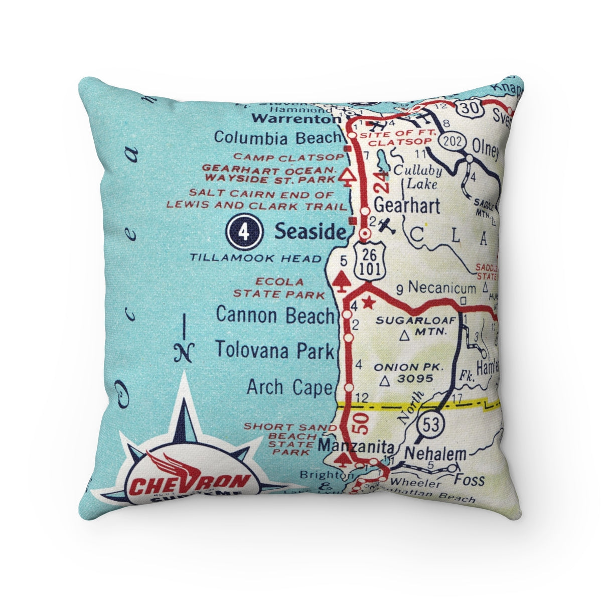Cannon Beach Oregon vintage map pillow