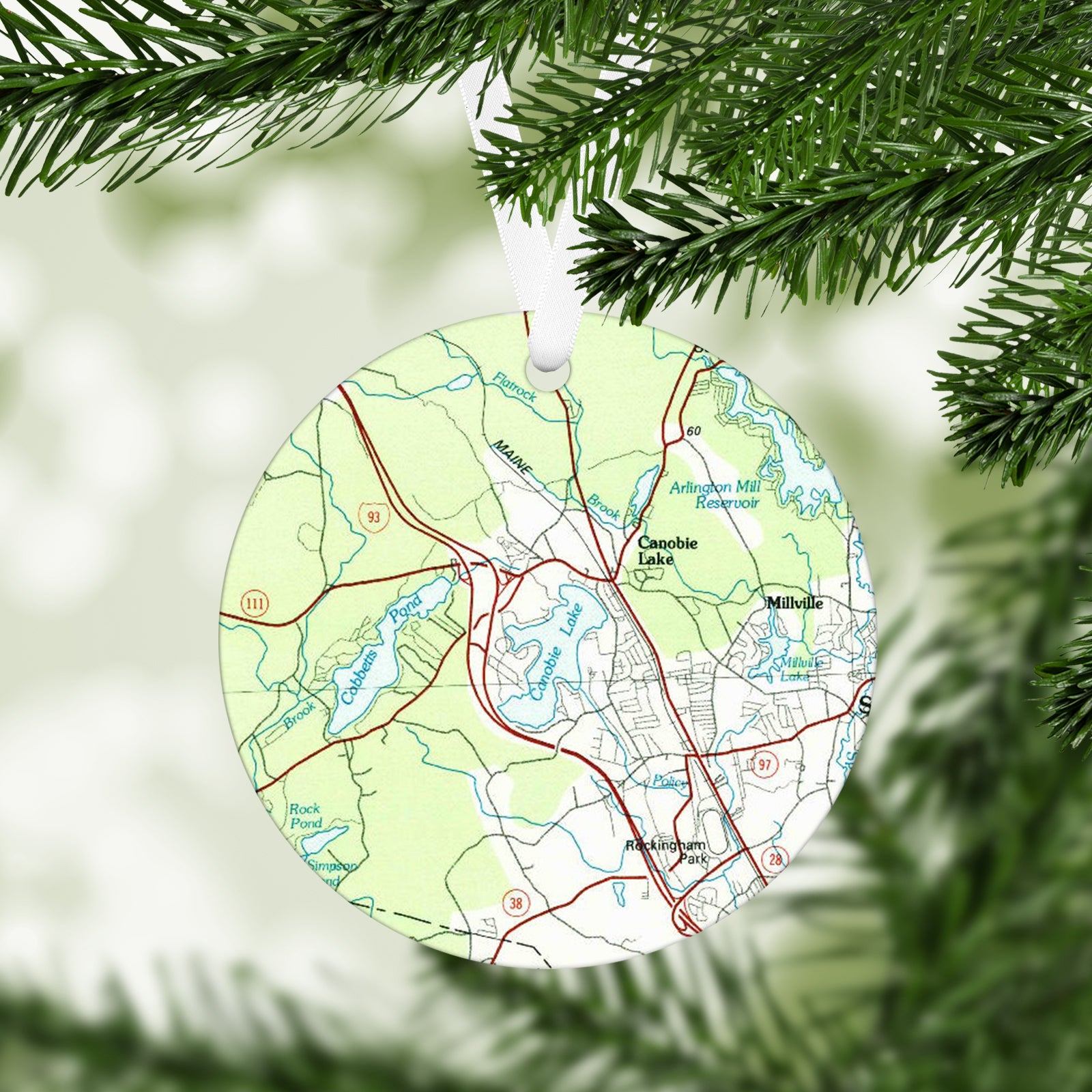 Canobie Lake New Hampshire Vintage Map Ornament